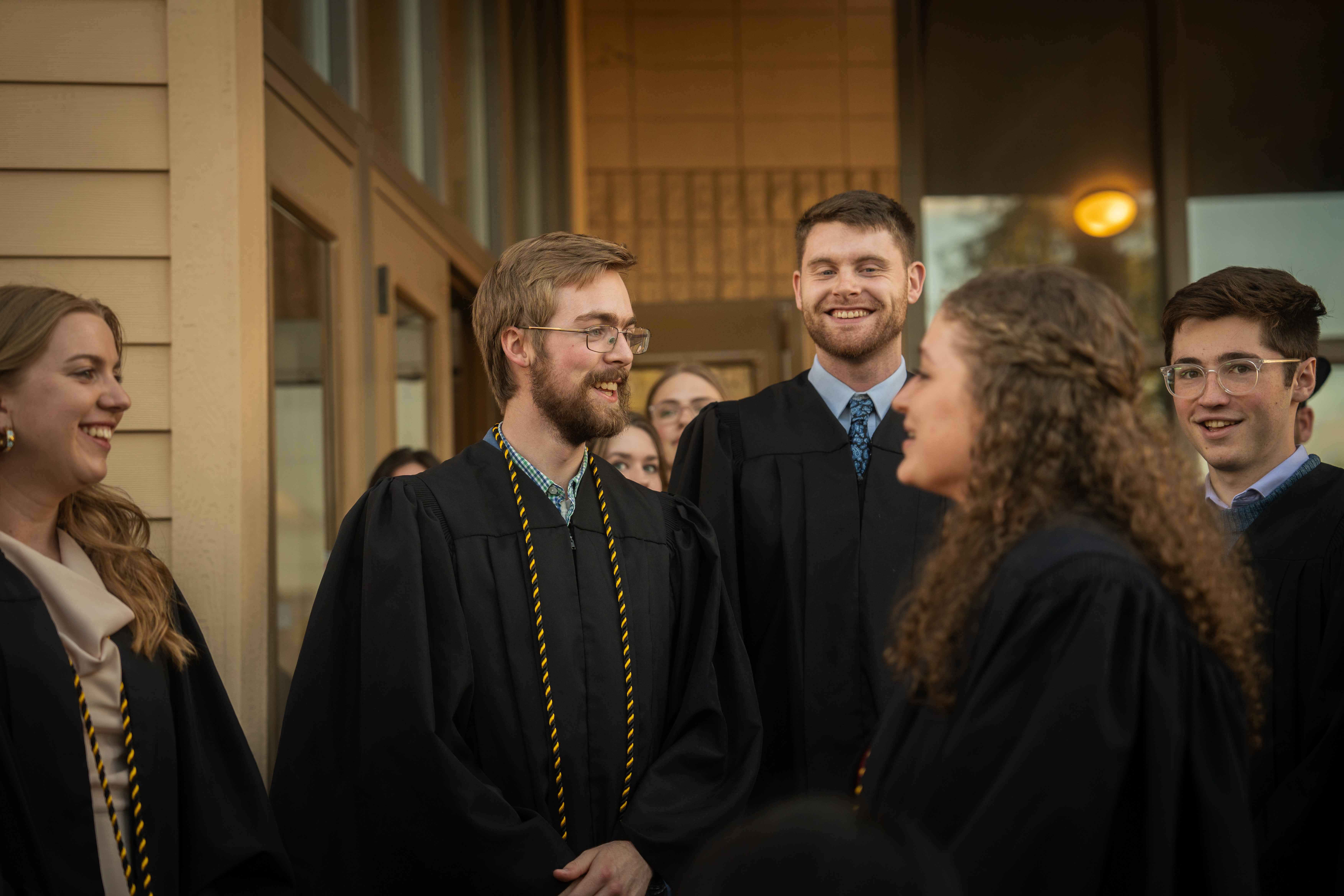 A group of students during graduation.