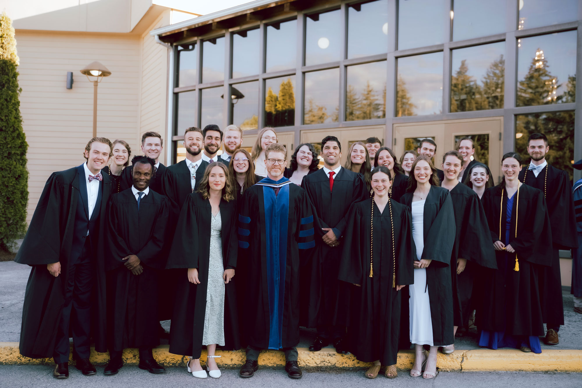 A group of students during graduation.